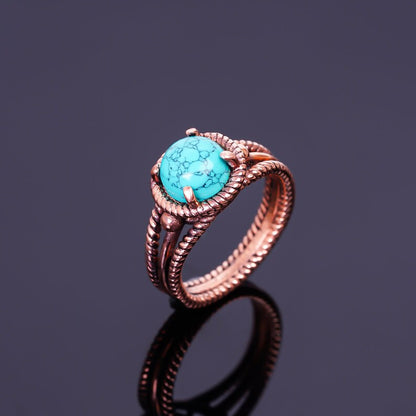 Turquoise Gemstone Handcrafted Statement Minimalist Ring