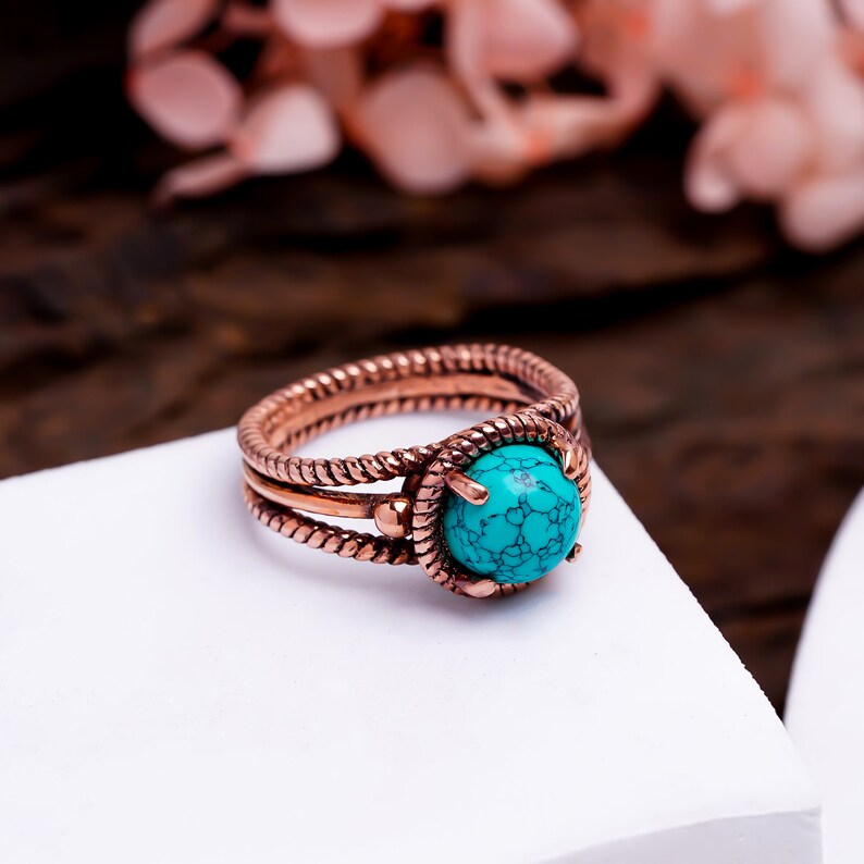 Turquoise Gemstone Handcrafted Statement Minimalist Ring