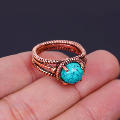 Turquoise Gemstone Handcrafted Statement Minimalist Ring