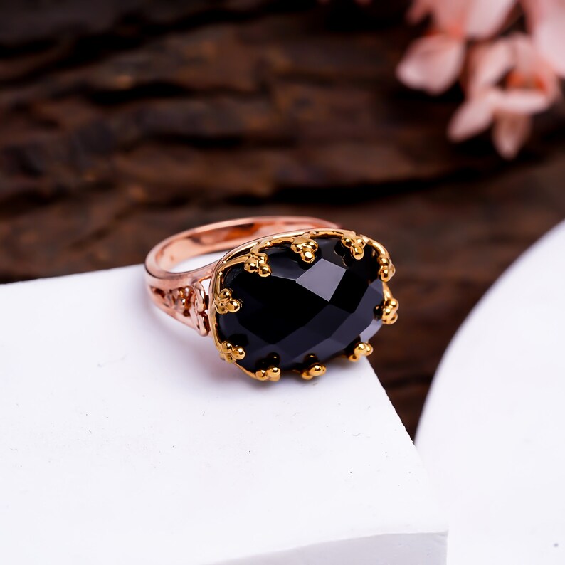 Black Onyx Handcrafted Statement Gemstone Minimalist Ring