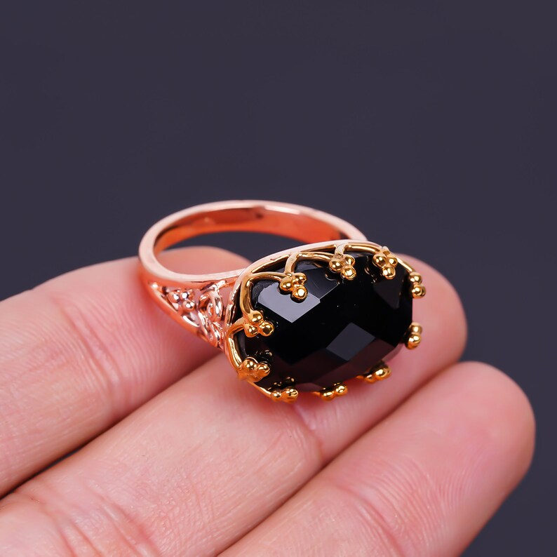 Black Onyx Handcrafted Statement Gemstone Minimalist Ring