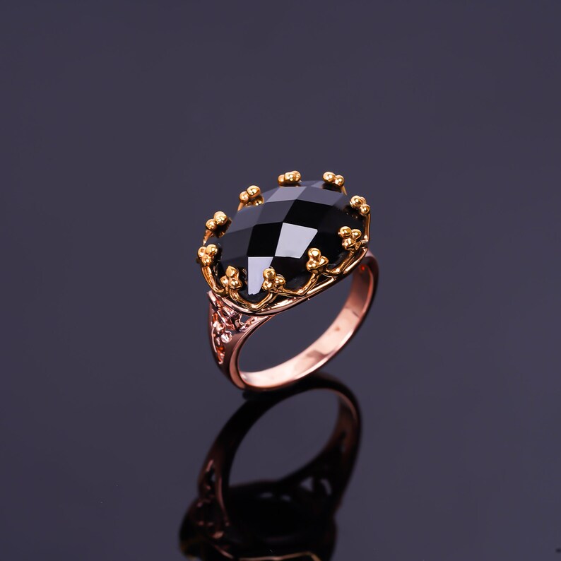 Black Onyx Handcrafted Statement Gemstone Minimalist Ring