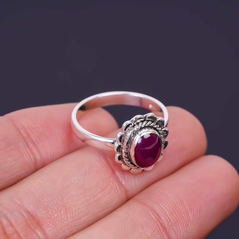 Ruby Gemstone Handcrafted Engagement Flower Design Ring