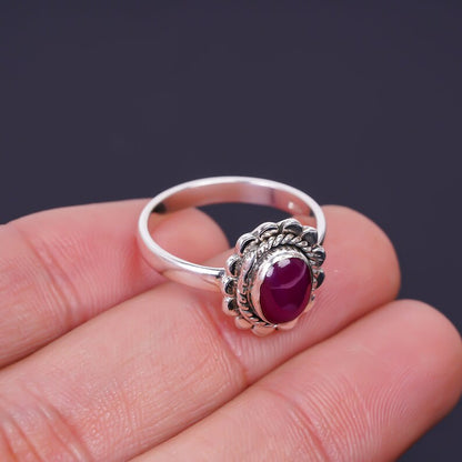 Ruby Gemstone Handcrafted Engagement Flower Design Ring