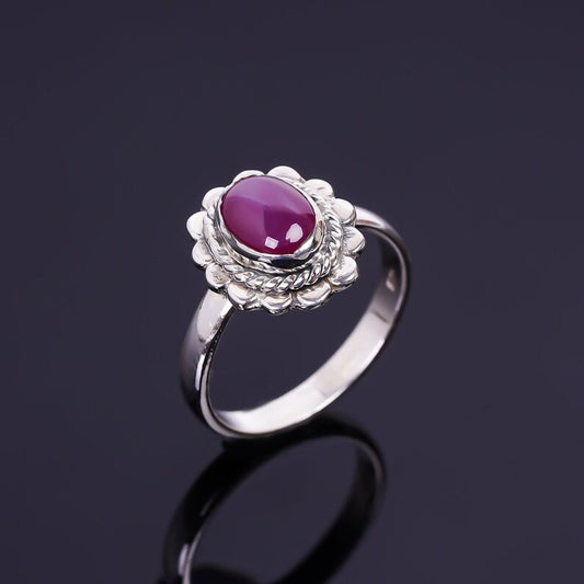 Ruby Gemstone Handcrafted Engagement Flower Design Ring