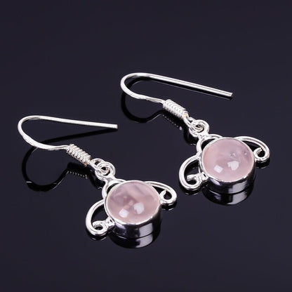 Rose Quartz Gemstone Handcrafted Drop Earrings