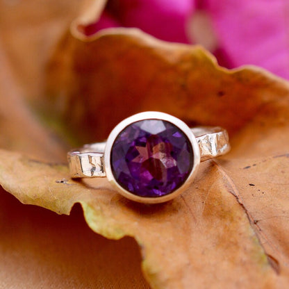 Genuine Amethyst Handmade Promise February Birthstone Ring