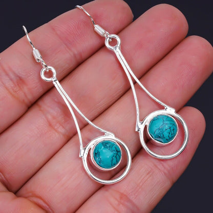 Turquoise Gemstone Handcrafted Drop Minimalist Earrings