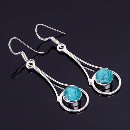 Turquoise Gemstone Handcrafted Drop Minimalist Earrings