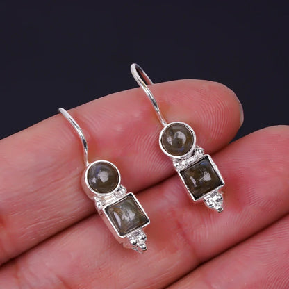 Labradorite Gemstone Handcrafted Drop  Earrings