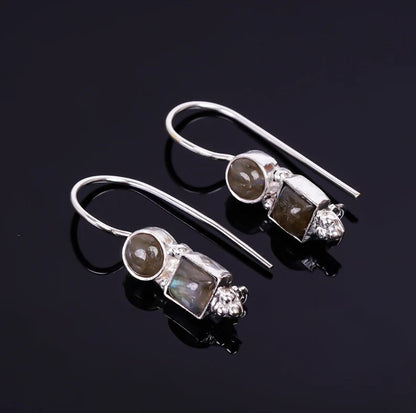 Labradorite Gemstone Handcrafted Drop  Earrings