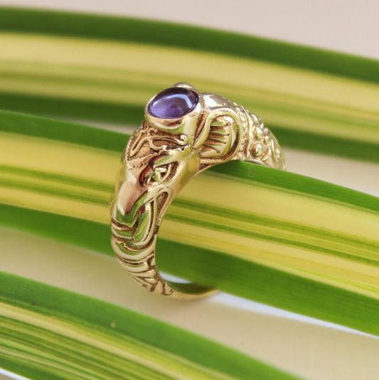 Lord Ganesha Amethyst Elephant Antique Statement Ring