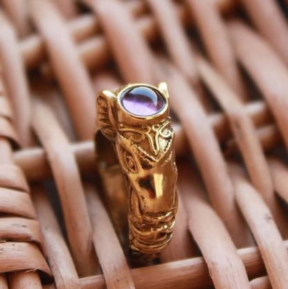 Lord Ganesha Amethyst Elephant Antique Statement Ring