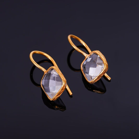 Crystal Quartz Gemstone Handcrafted Drop Earrings
