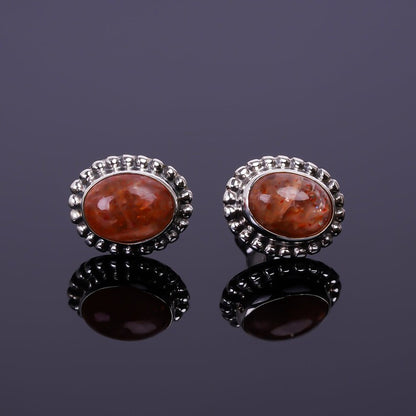 Sunstone Gemstone Stud Handcrafted Minimalist Earrings