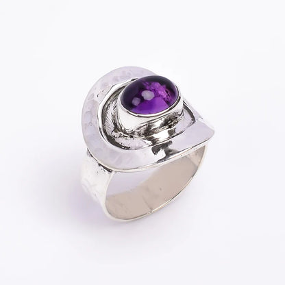 Amethyst Gemstone Statement February Birthstone Ring