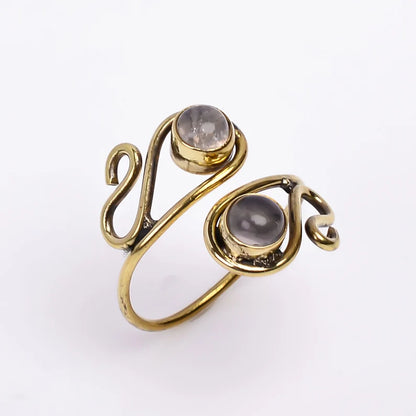 Amethyst Gemstone Handmade Open Adjustable Ring