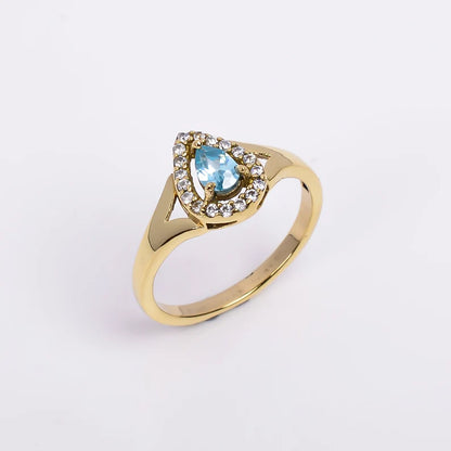 Stunning Blue Topaz Engagement Cubic Zirconia Ring