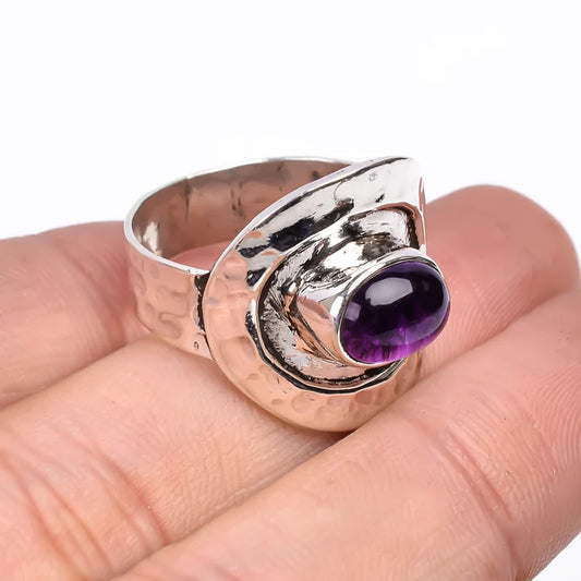 Amethyst Gemstone Statement February Birthstone Ring