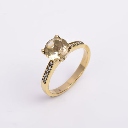 Natural Citrine Gemstone Handmade Promise Engagement Ring