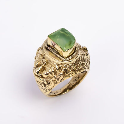 Heavy Statement Handmade Peridot Gemstone Ring