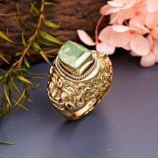 Heavy Statement Handmade Peridot Gemstone Ring