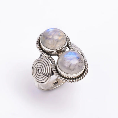 Moonstone Promise Dual Stone  Birthstone Ring