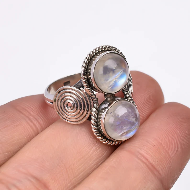 Moonstone Promise Dual Stone  Birthstone Ring