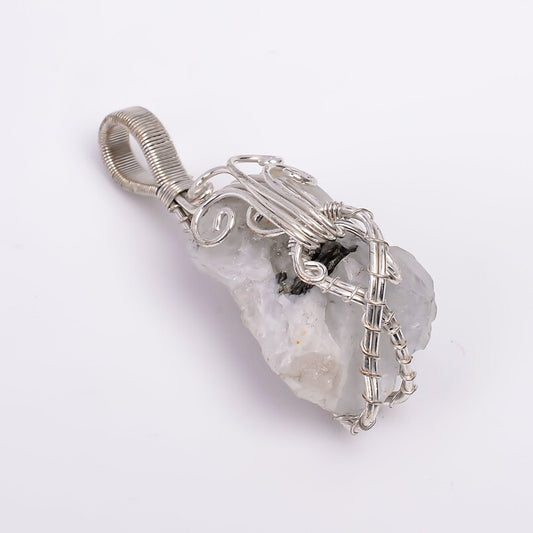 Wire Wrapped Rainbow Moonstone Healing Pendant