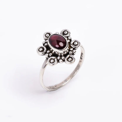 Garnet Gemstone Engagement Promise Handcrafted Birthstone Ring