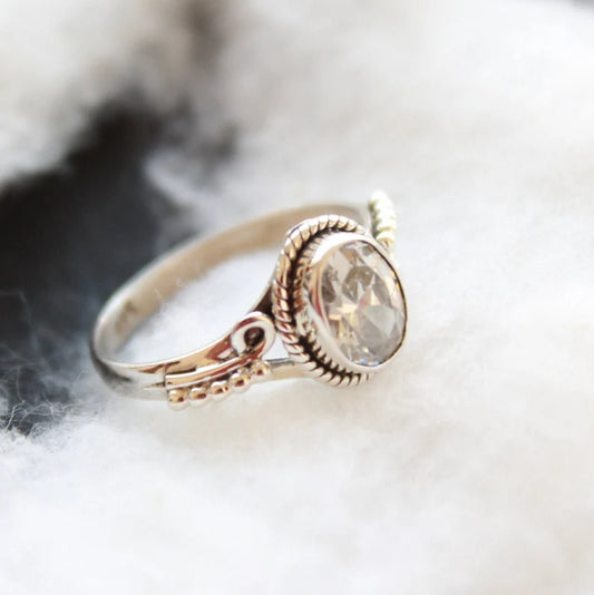Cubic Zirconia Statement Handmade Promise Ring