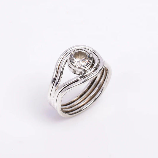 Cubic Zirconia Engagement Handcrafted Gemstone Ring