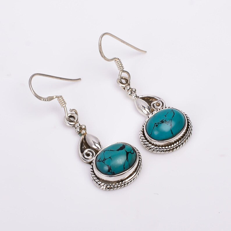 Turquoise Gemstone Handcrafted Drop Minimalist Earrings