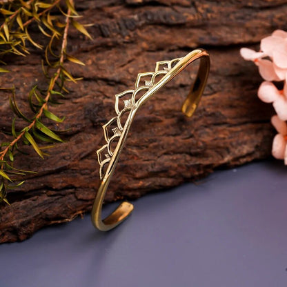 Gold Polished Adjustable Crown Handmade Bangle