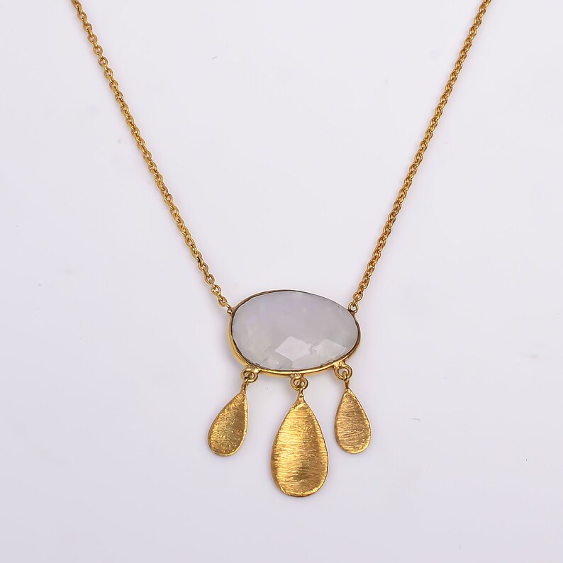 Rainbow Moonstone 925 Sterling Silver Necklace