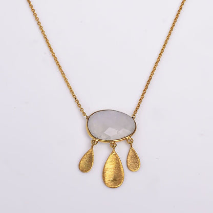 Rainbow Moonstone 925 Sterling Silver Necklace