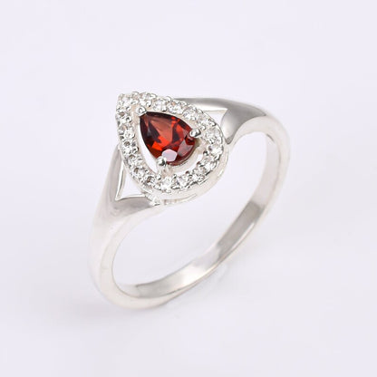 Elegant Garnet Gemstone Engagement Handcrafted Ring