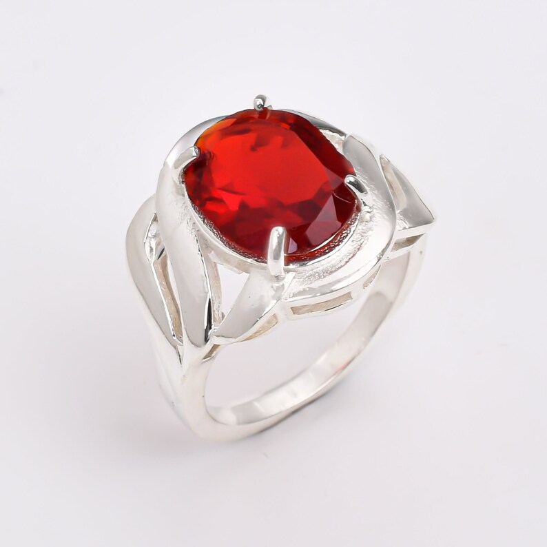 Garnet Gemstone Engagement Statement Handcrafted Ring