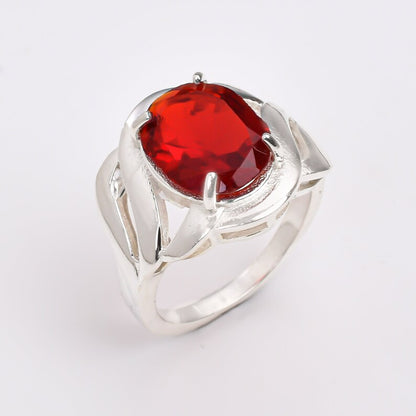 Garnet Gemstone Engagement Statement Handcrafted Ring