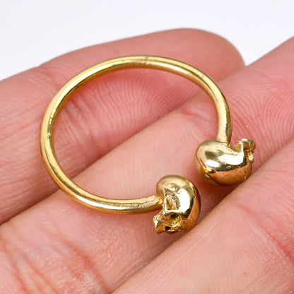 Dual Skull Faced Handcrafted Adjustable Ring