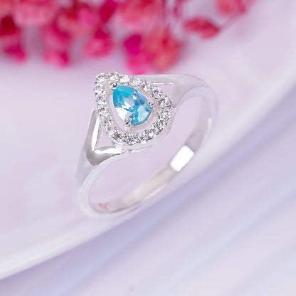 Elegant Blue Topaz Handcrafted Gemstone Engagement Ring