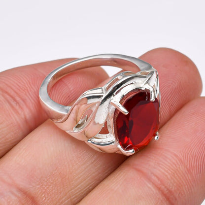 Garnet Gemstone Engagement Statement Handcrafted Ring
