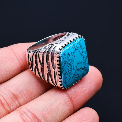 Turquoise Rectangle Gemstone Statement Ring
