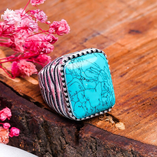 Turquoise Rectangle Gemstone Statement Ring