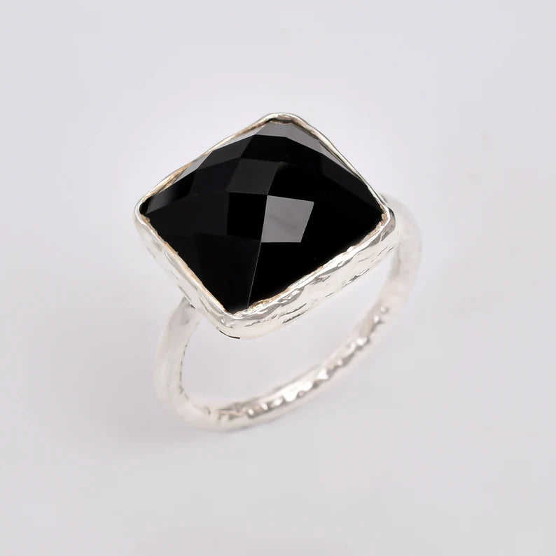 Black Onyx Handmade Gemstone Statement Ring