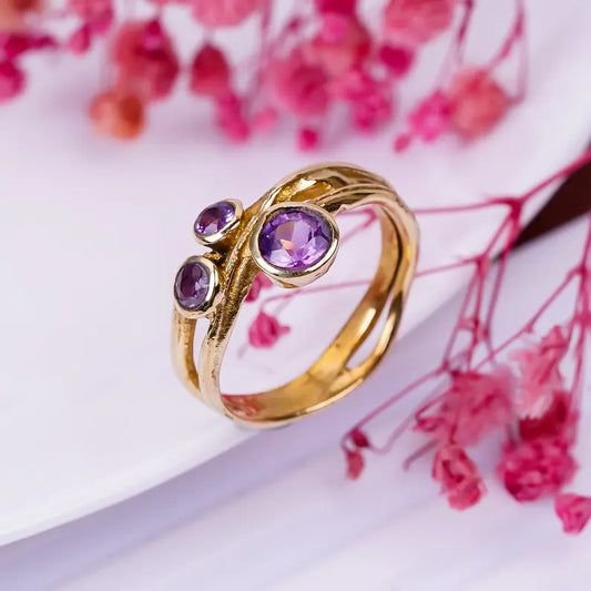 Amethyst Gemstone Handcrafted Statement Ring