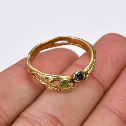 Amethyst And Citrine Gemstone Statement Handcrafted Ring