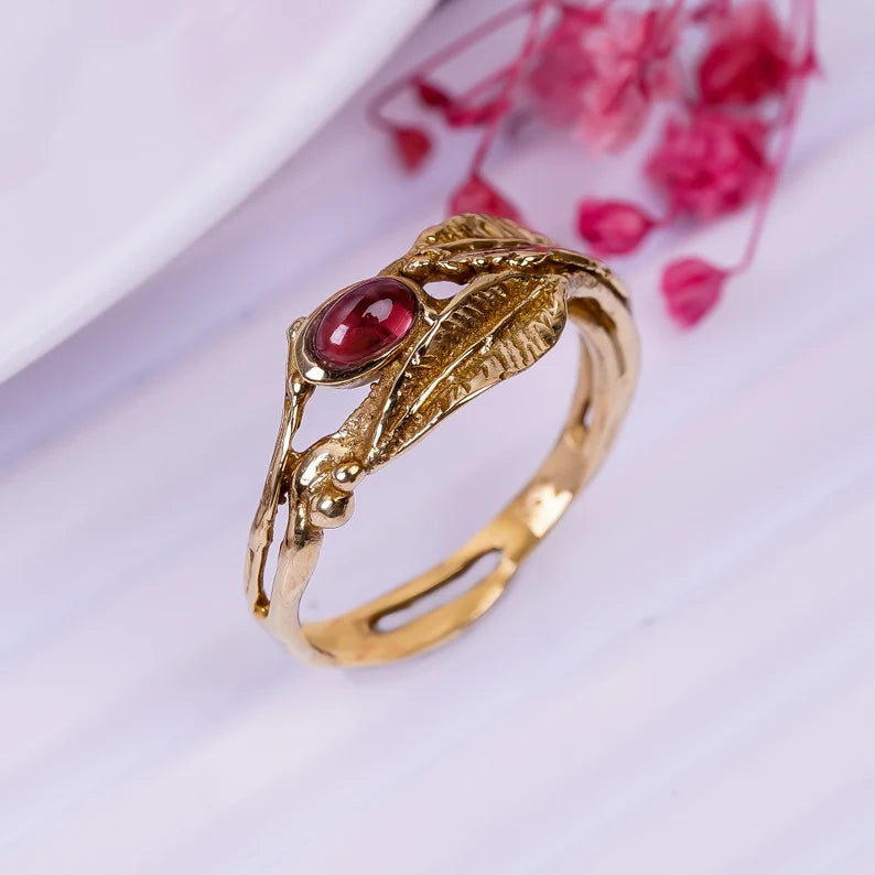 Garnet Gemstone Handcrafted Statement Ring