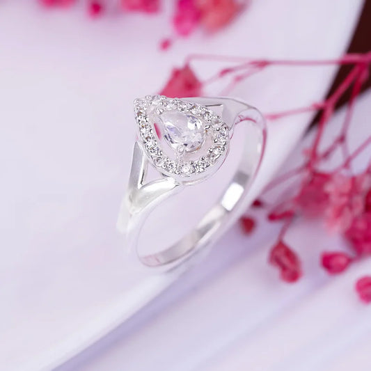 Cubic Zirconia Gemstone Engagement Handcrafted Ring