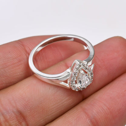Cubic Zirconia Gemstone Engagement Handcrafted Ring